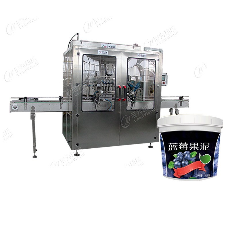 自動化果餡灌裝機 尼為機械廠家定制桶裝果泥果陷直線膏體灌裝