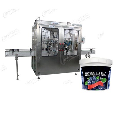 自動化果餡灌裝機 尼為機械廠家定制桶裝果泥果陷直線膏體灌裝