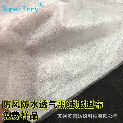 廠家直銷防風防水防絨無紡布 覆膜羽絨服無紡布膽布 微彈膽布