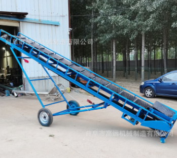 輕松裝車上料輸送機 防滑裝車輸送機 大型綠色傳送帶液壓輸送設備