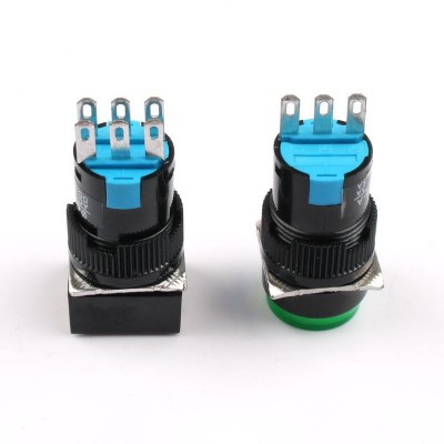 塑料按鈕開關16mmLA128AY-11DL16Y-11DZ自復插腳無燈點動開關