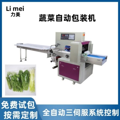 廠家直供蔬菜枕式包裝機背封包裝機水果蔬菜包裝機伺服自動包裝機