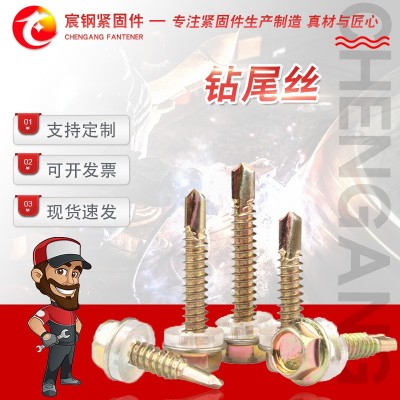 外六角鉆尾絲 帶墊自攻絲 鍍鋅燕尾螺絲 彩鋼瓦釘 北塔鉆尾釘