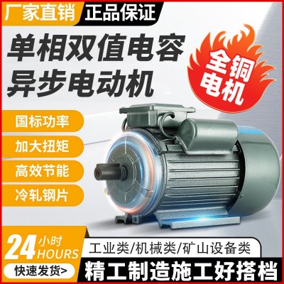 小型單相全銅異步電動機4極750W/1.1/1.5/2.2/3.0/4KW兩相大馬力