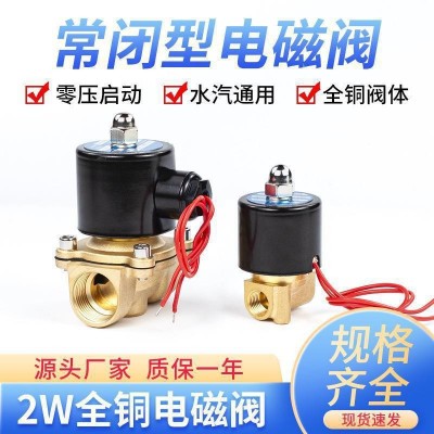 全銅常開/常閉2W025-08 2W040-10 2W160-15 2W200-20水油 氣電磁閥  1個