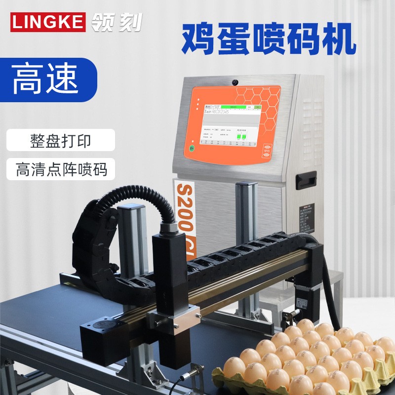 領(lǐng)刻S200系列雞蛋自動(dòng)噴墨打印機(jī)高速雞蛋噴碼機(jī)標(biāo)簽日期打碼機(jī)