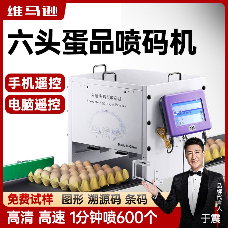 全自動(dòng)流水線六噴頭雞蛋噴碼機(jī)打生產(chǎn)日期圖形流水線在線打碼機(jī)